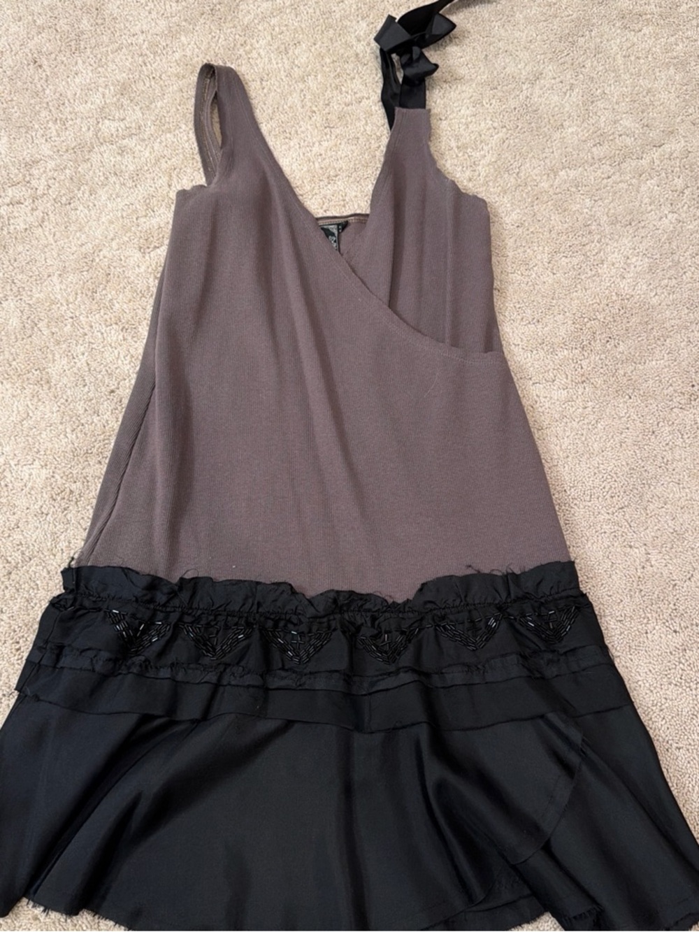 Twelve by Twelve Taupe and Black Two-Tone Sleeveless Dress